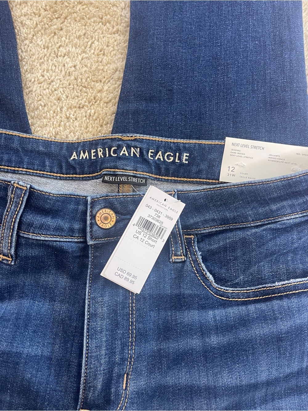 American Eagle Outfitters Navy Blue Ripped Skinny Jeggings - Picture 4 of 4